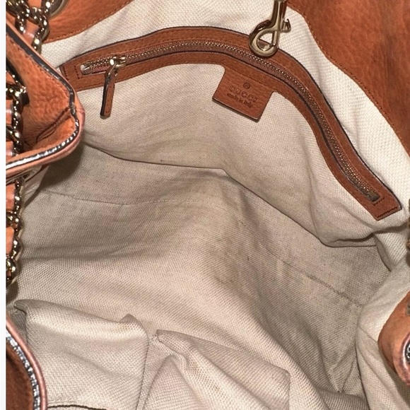 GUCCI Soho Chain Nubuck Orange Leather Tote - Picture 5 of 15
